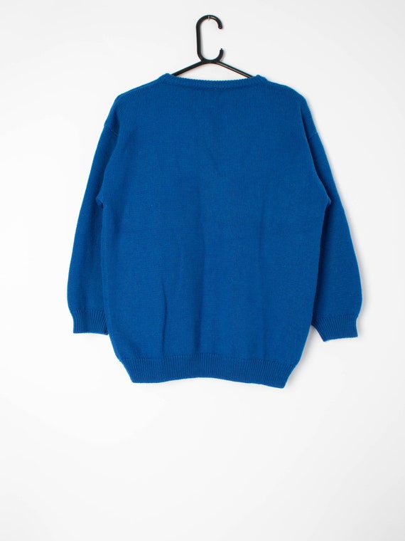 Womens 90s Vintage Cobalt Blue Jumper 