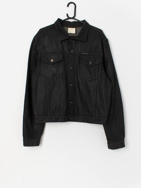 90s DKNY front zip black denim jacket