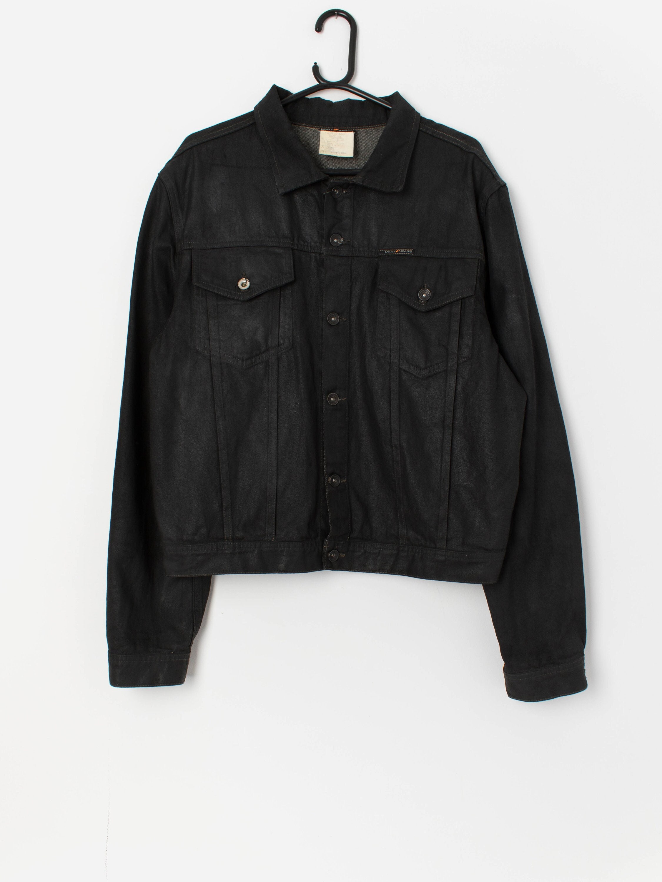Black waxed denim jacket hot sale