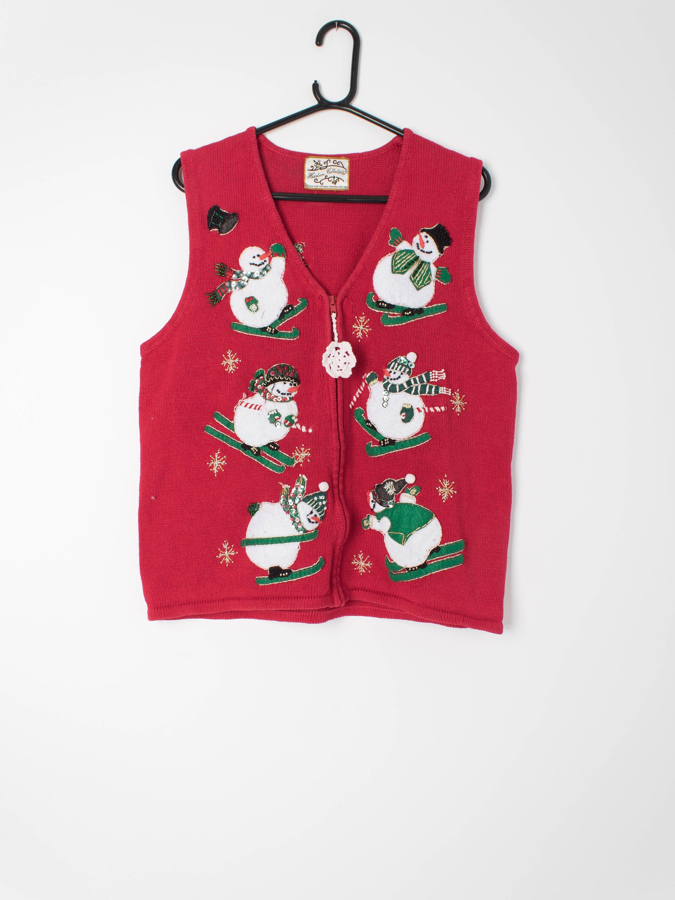 Womens Vintage Novelty Christmas Red Knitted Sleeveless - Etsy