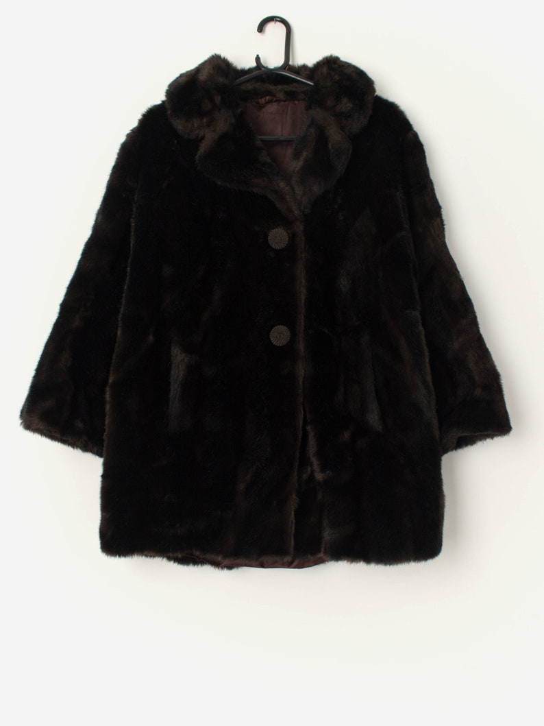 Vintage Dark Brown Faux Fur Jacket Medium / Large - Etsy