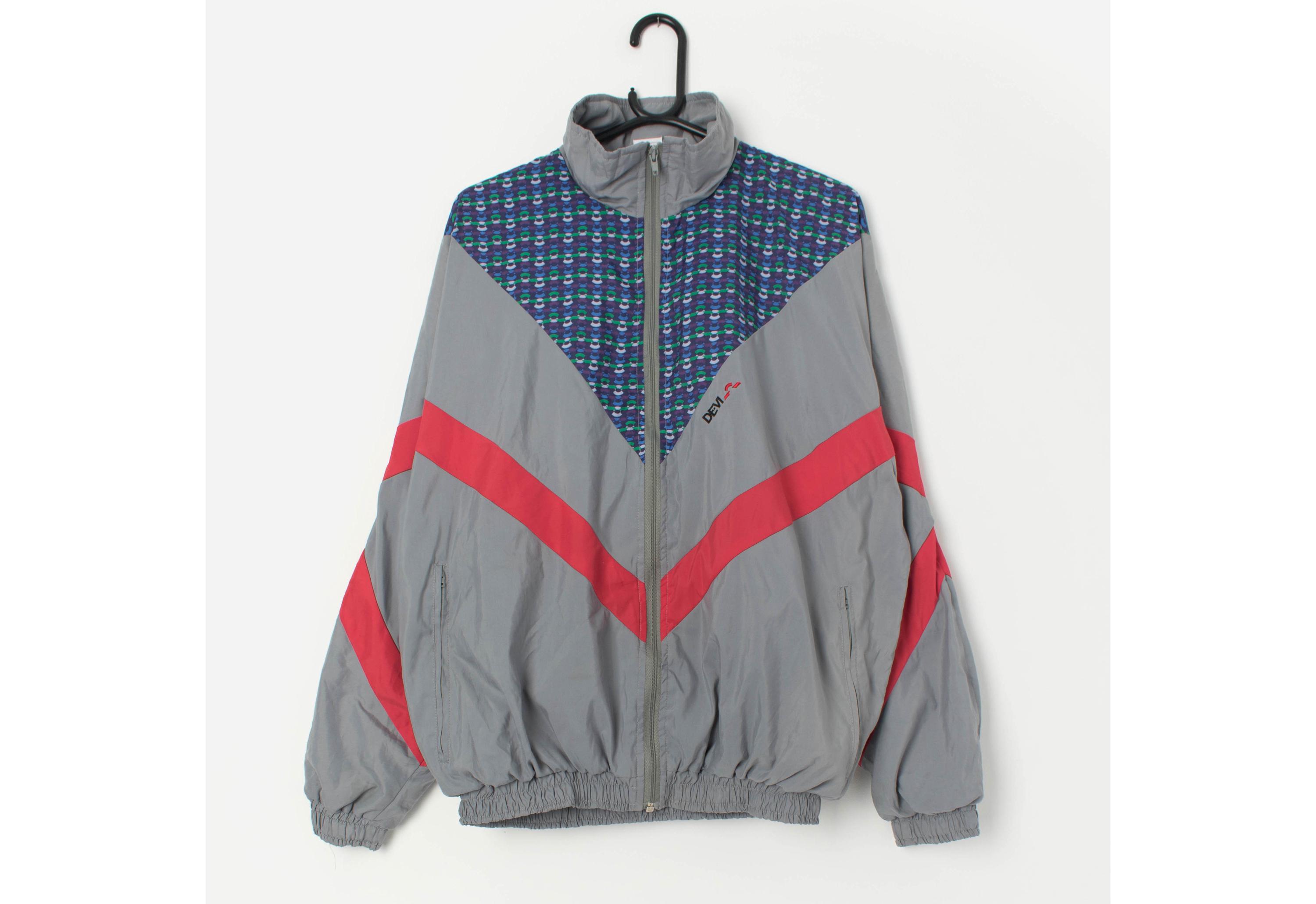 Vintage 90s Shell Suit Jacket With Colourful Chest Pattern