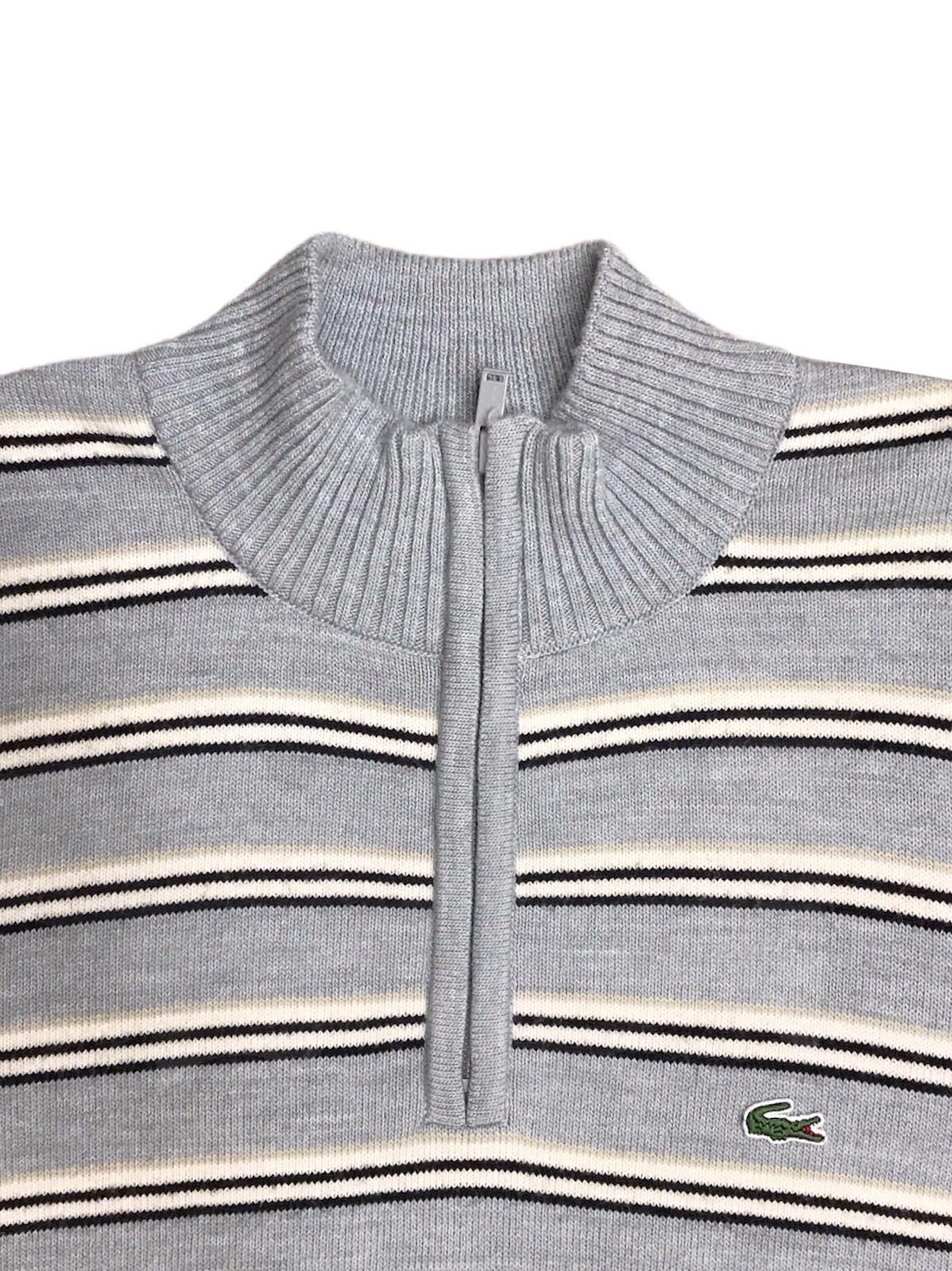 LACOSTE Vintage 1/4 Zip Wool Mix Knitted Striped Jumper | Etsy