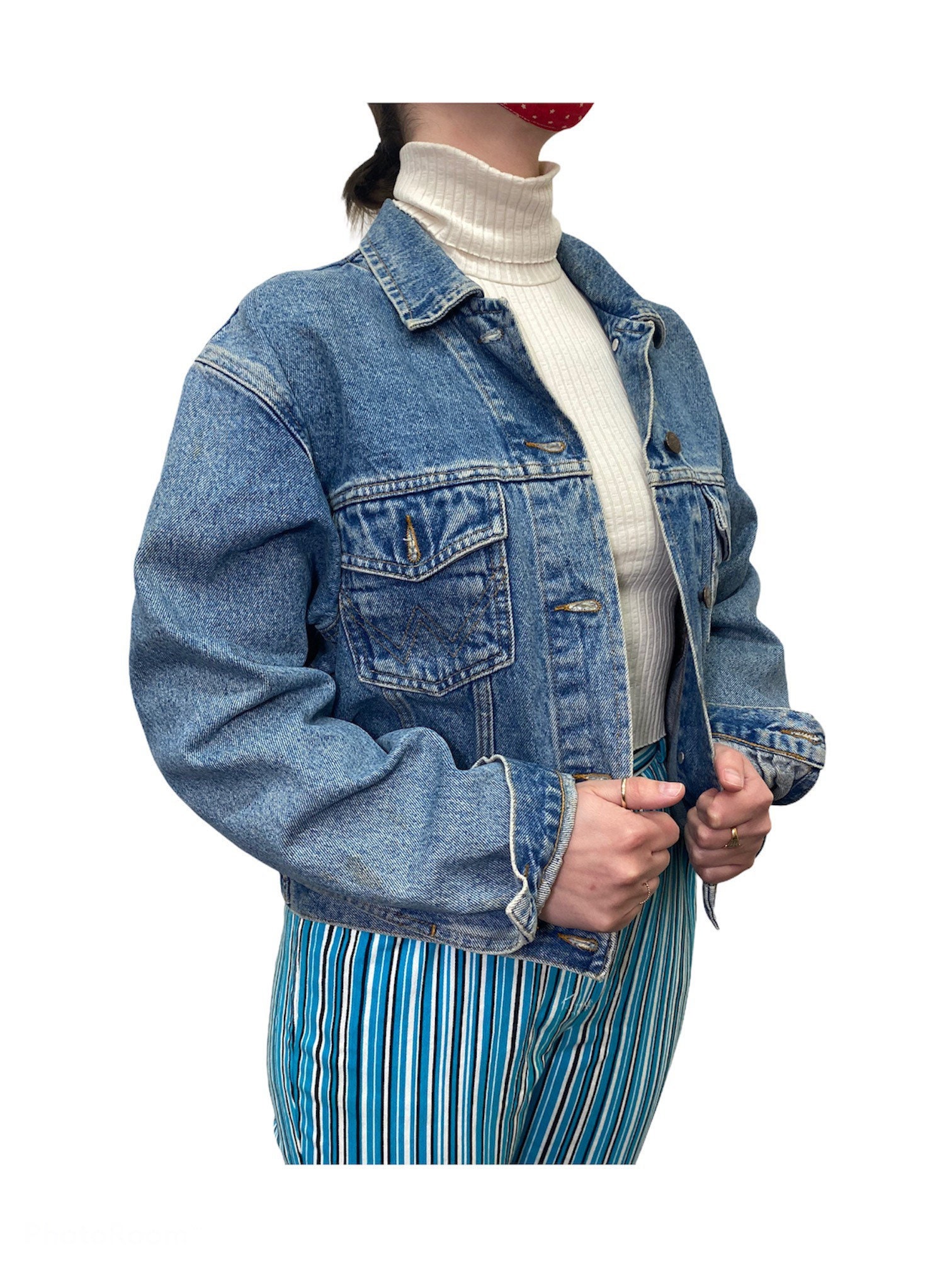 Womens Wrangler Vintage Denim Jacket in Stonewash Blue With - Etsy Australia