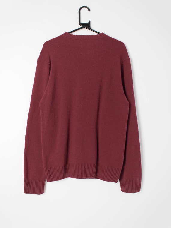 StCyrVintage Mens Vintage Timberland Jumper 100% Lambs Wool Burgundy Sweater - Large