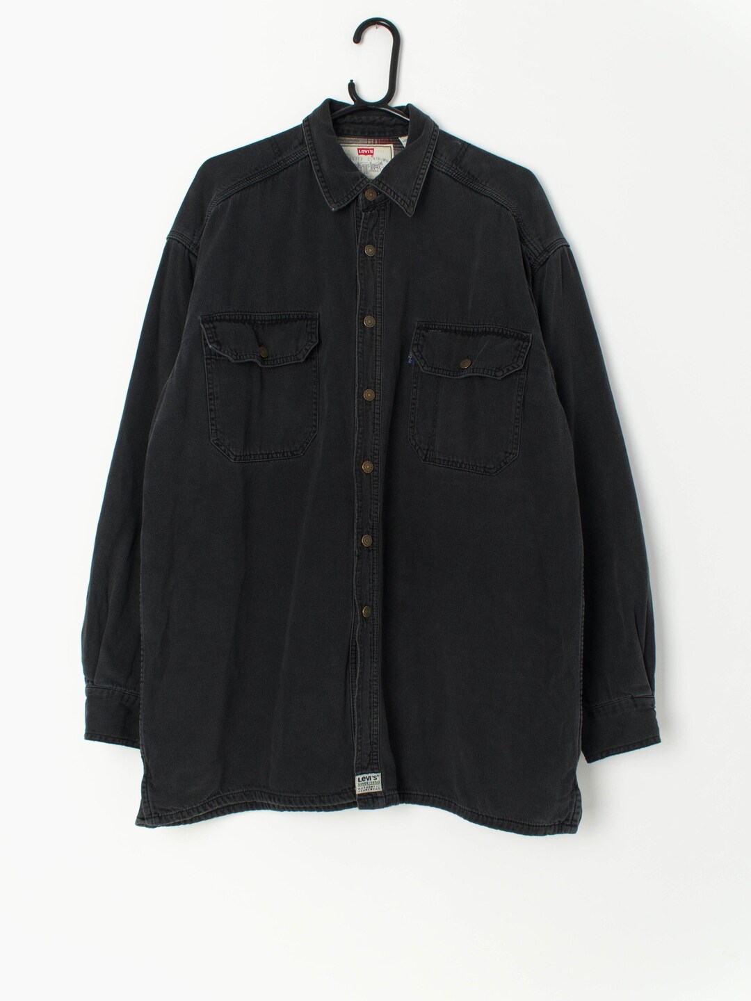 Vintage Levis Flannel Lined Denim Shirt in Black 90s Rare Etsy