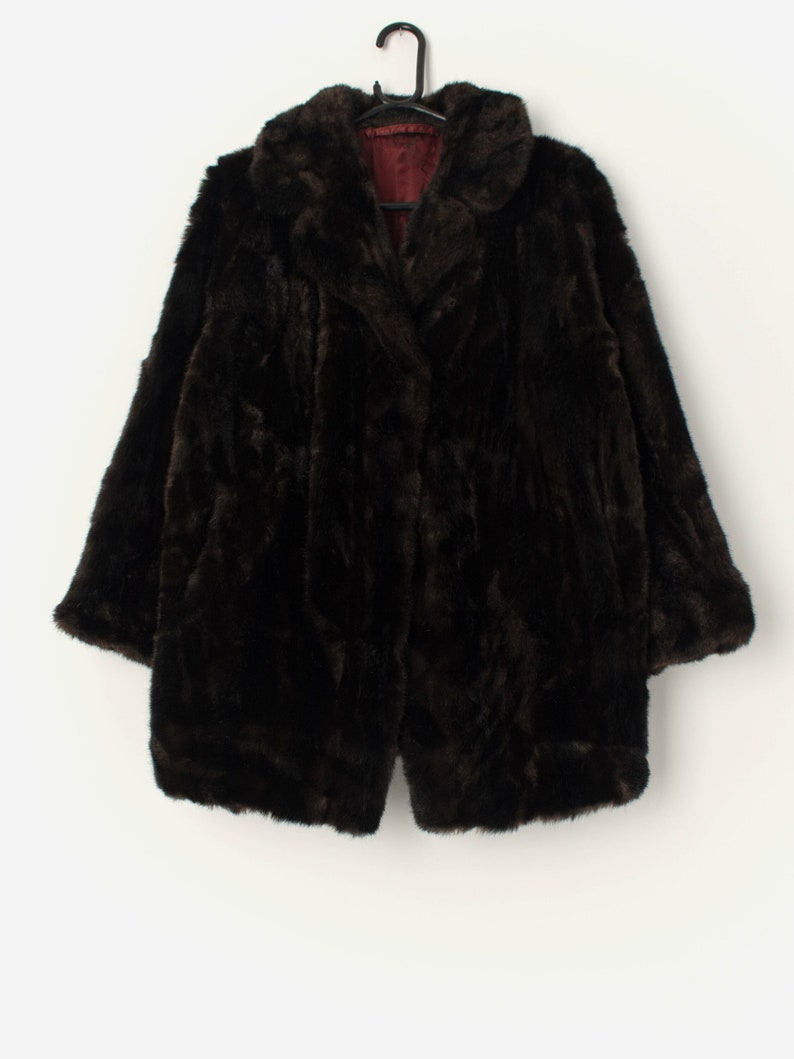 Vintage Dark Brown Faux Fur Jacket Large - Etsy