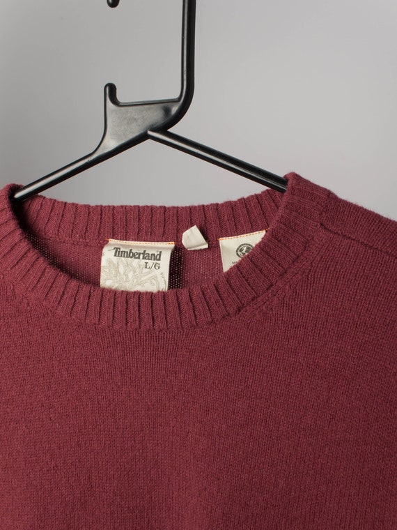 StCyrVintage Mens Vintage Timberland Jumper 100% Lambs Wool Burgundy Sweater - Large