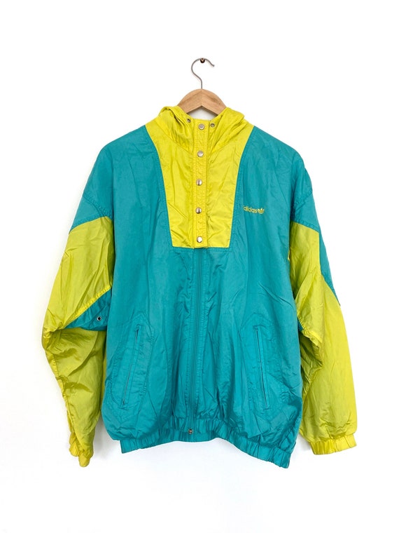 Perplejo dilema Constituir Adidas Vintage Shell Suit Jacket in Turquoise and Yellow Circa - Etsy