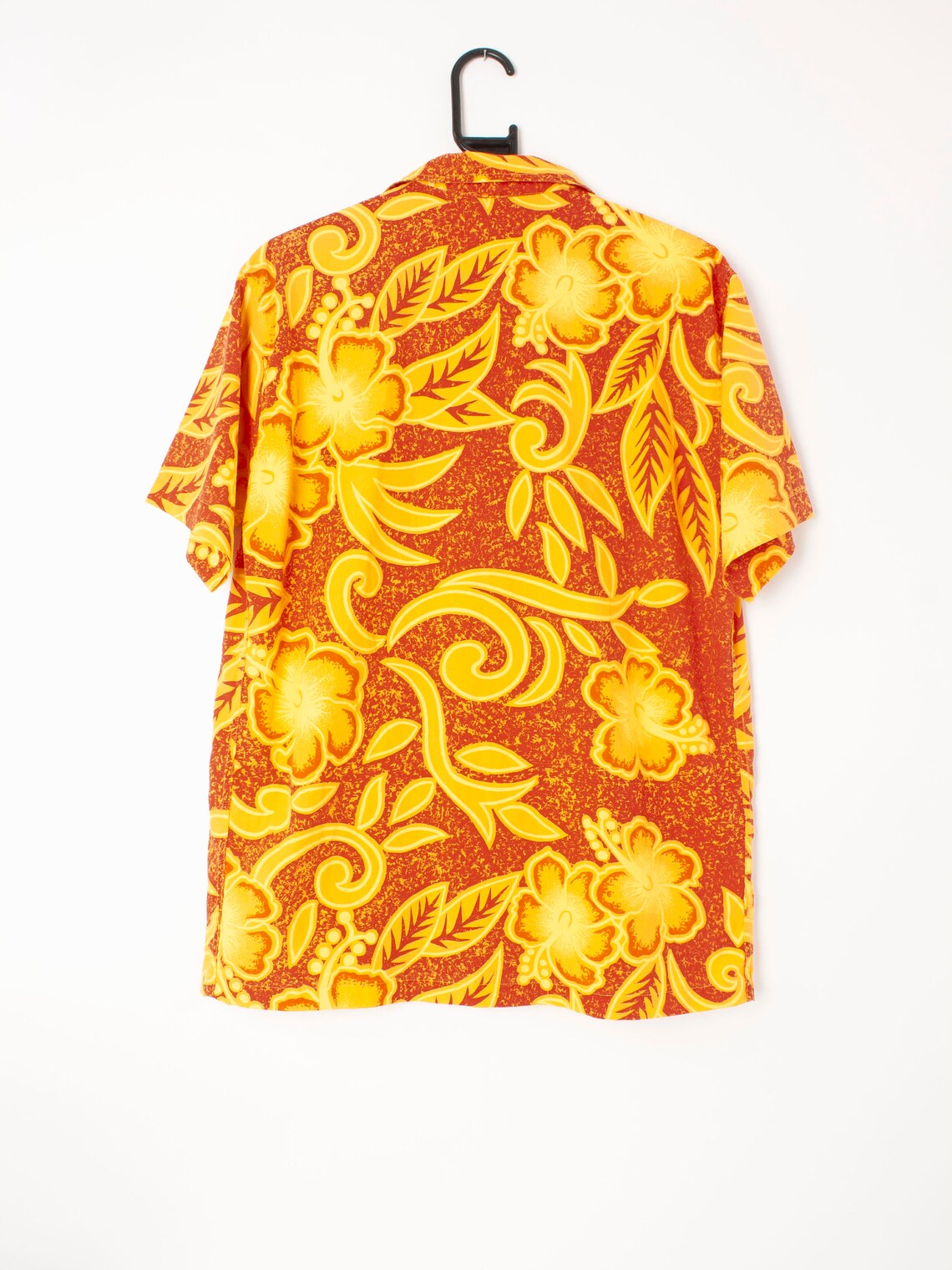Vintage Hawaiian Shirt with Bold Red Orange and Yellow | Etsy