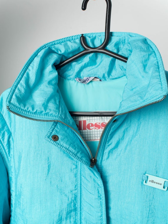 Vintage Ellesse ski puffer jacket in turquoise bl… - image 3
