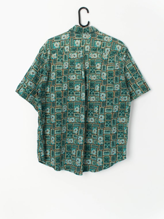 90s vintage Hawaiian shirt with bold green tropic… - image 3
