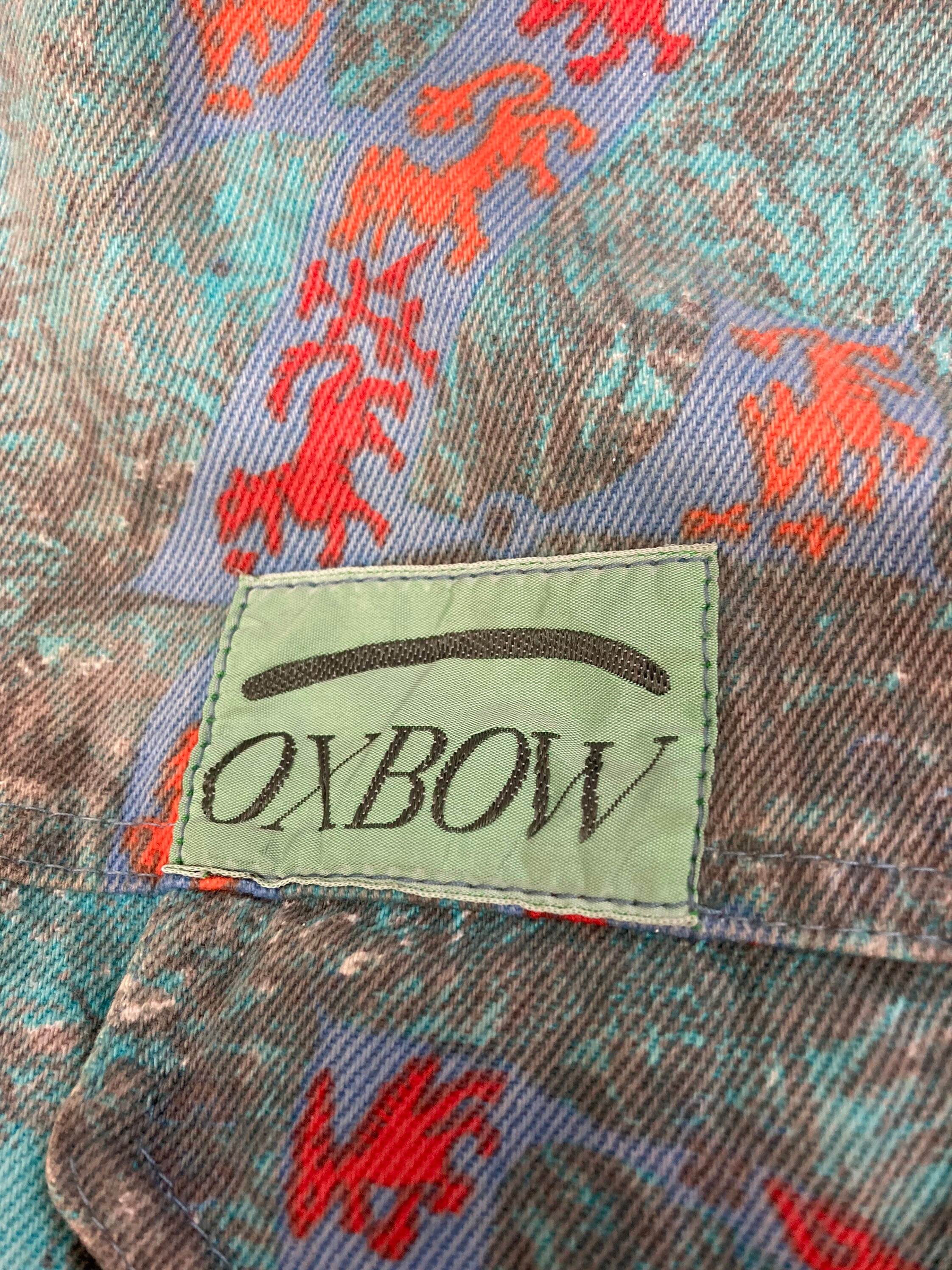 Vintage 90s Oxbow jean jacket with crazy print denim and - Etsy 日本