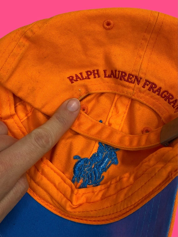 delicaat Rook Uitverkoop Vintage Ralph Lauren Fragrances Cap in Orange Blue Number 4 | Etsy