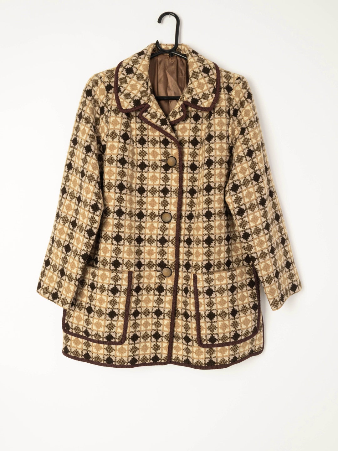 Womens Vintage Welsh Wool Coat in Coffee Brown Hues Made in Etsy