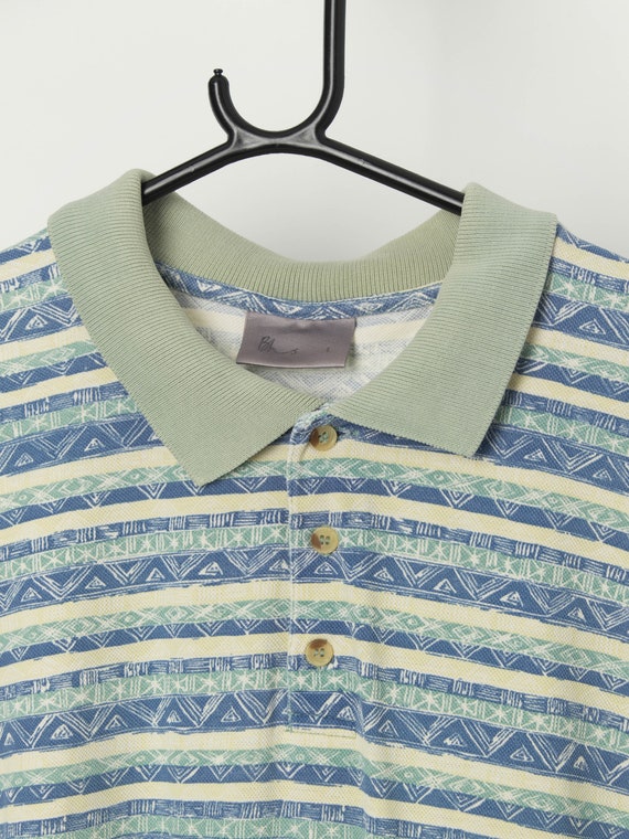 Vintage pastel green and blue polo shirt - Large - image 2
