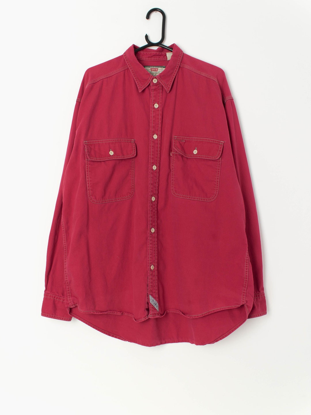 Vintage 90s Levi’s Blue Red White Check Long Sleeve Shirt L XL