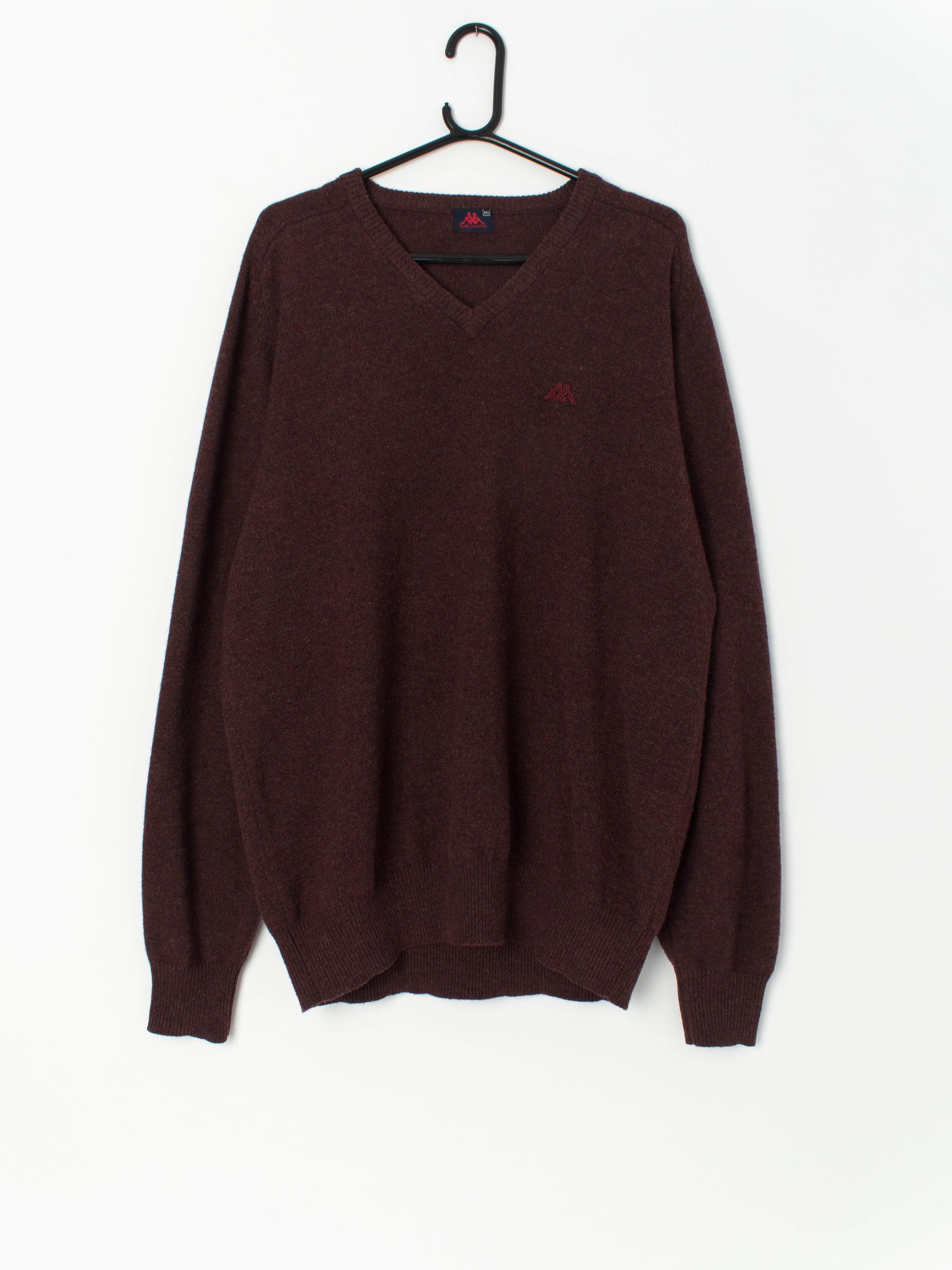 Vintage Kappa Wool V-neck Jumper in Brown - XL / XXL - Etsy