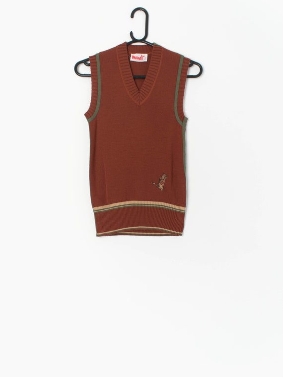 80s Mondi sweater vest in rust orange, made in We… - image 1