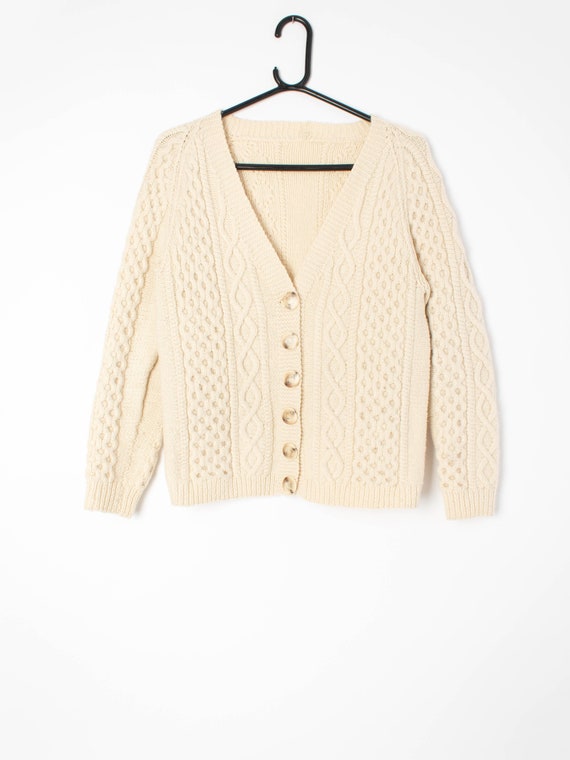 Womens Vintage White Cable Knit 