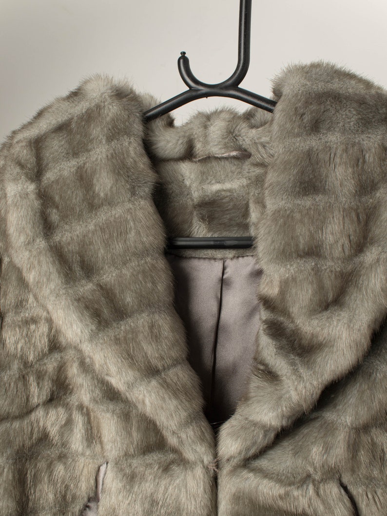 Vintage Faux Fur Cropped Coat in Silver Small - Etsy