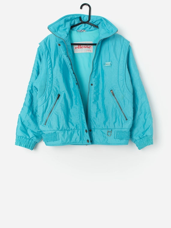 Vintage Ellesse ski puffer jacket in turquoise bl… - image 2