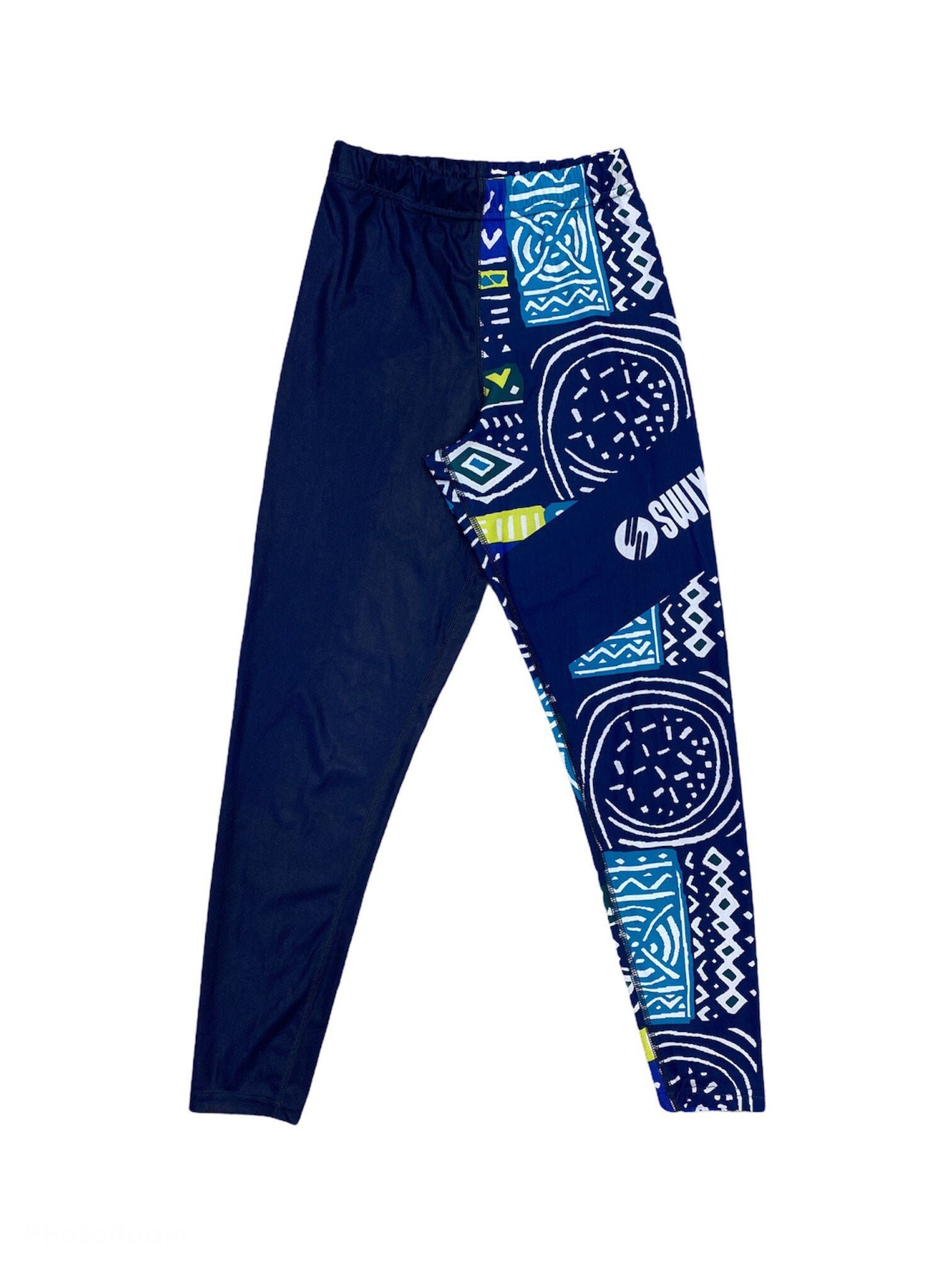 Womens vintage leggings with Aztec-inspired design and drawstring