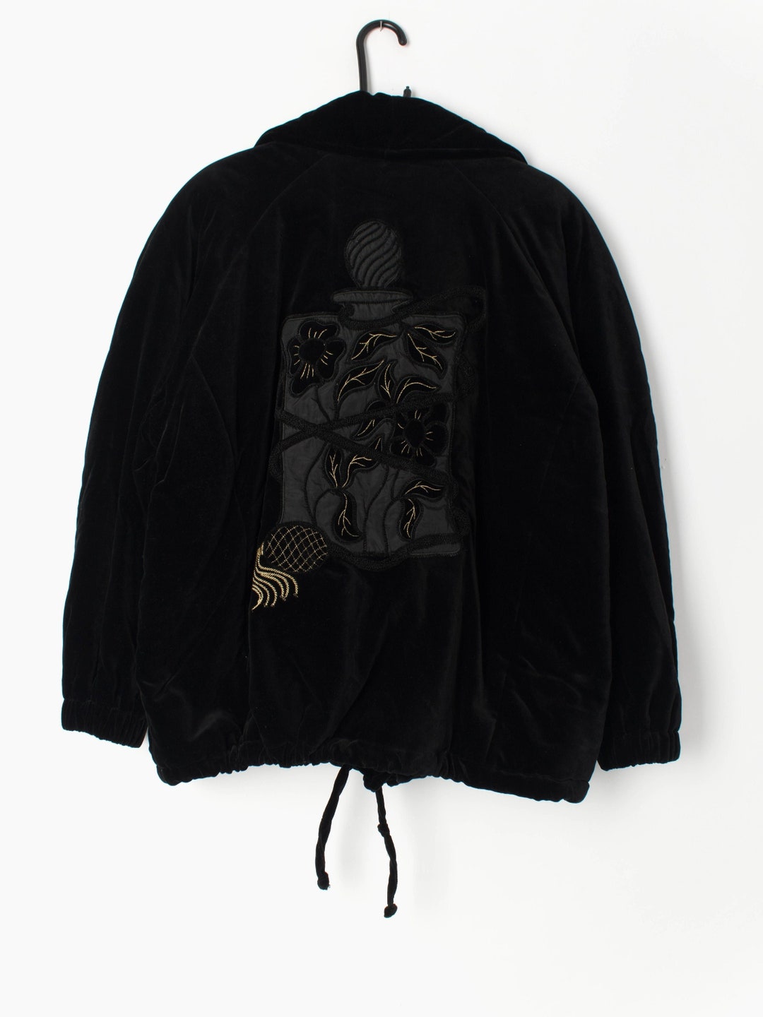 Vintage Black Velvet Coat With Gold Buttons and Large Etsy