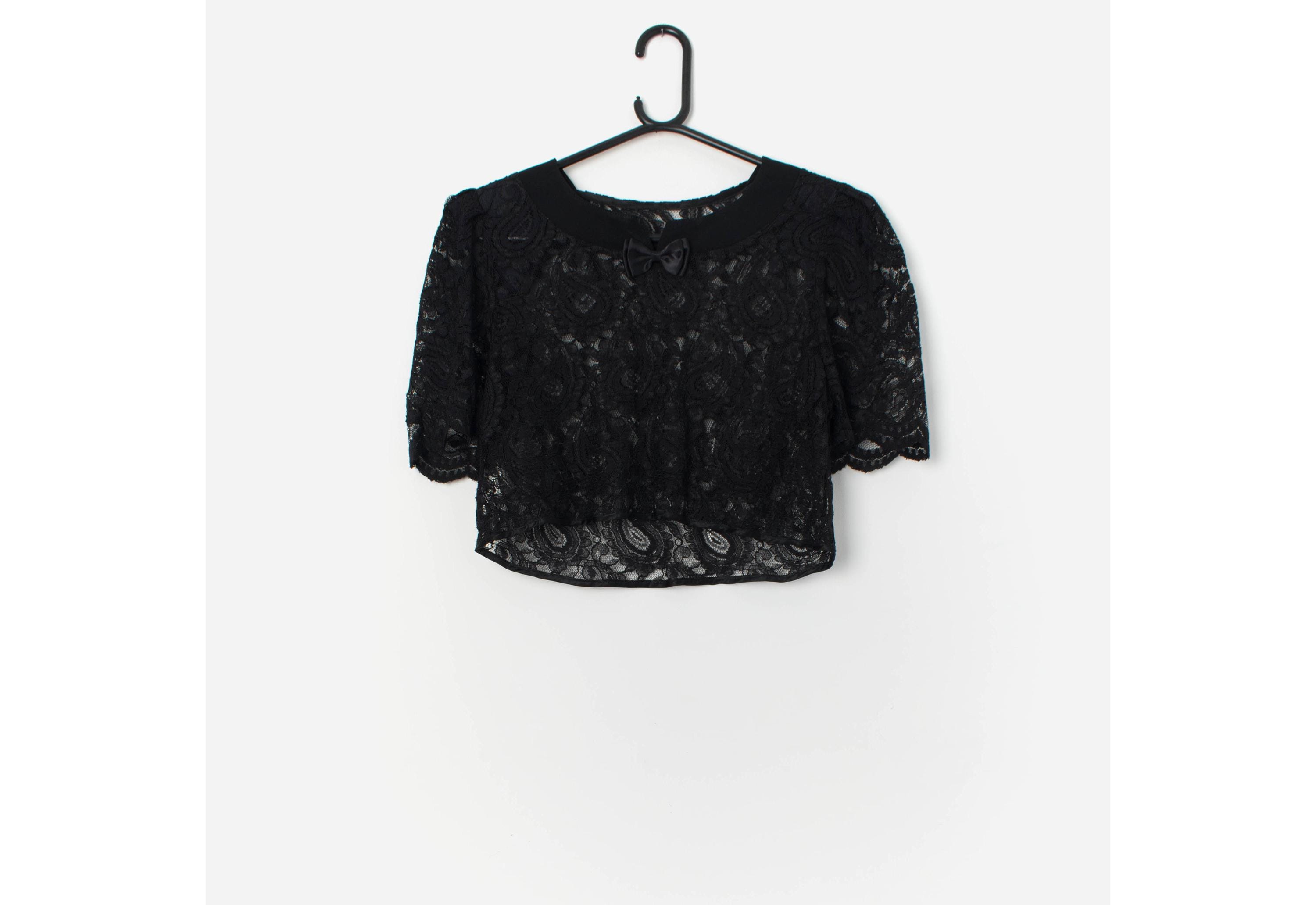 Black Lace Vintage Top - Etsy