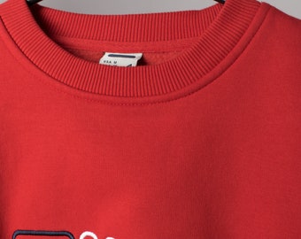 Vintage Fila Sweatshirt Bright Red 90s Y2k Spellout Logo - Small / Medium