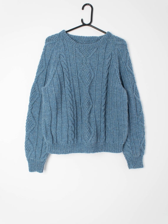 Blue cable knit jumper mens 2025