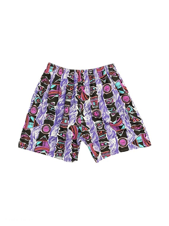 80s Vintage Surf Shorts Bold Pattern 