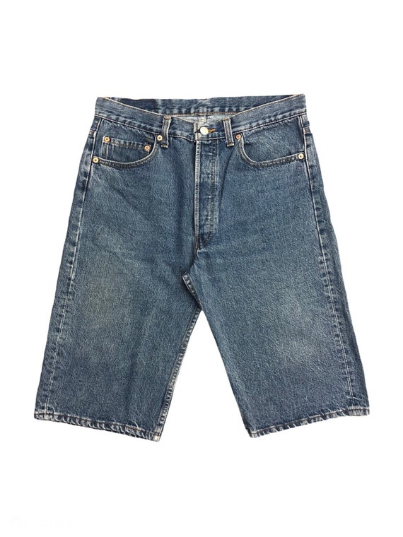 90s vintage Levis shorts, blue stonewash denim cutoff… - Gem