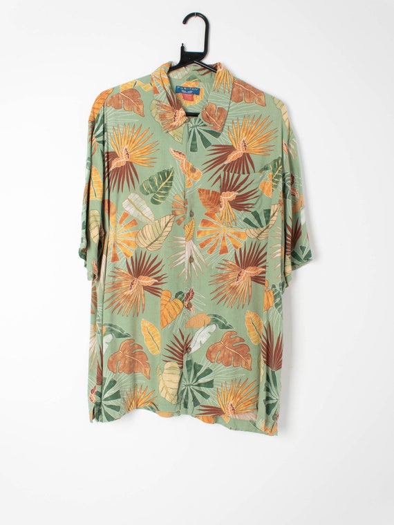 Vintage Mens Hawaiian Shirt Green Epic 