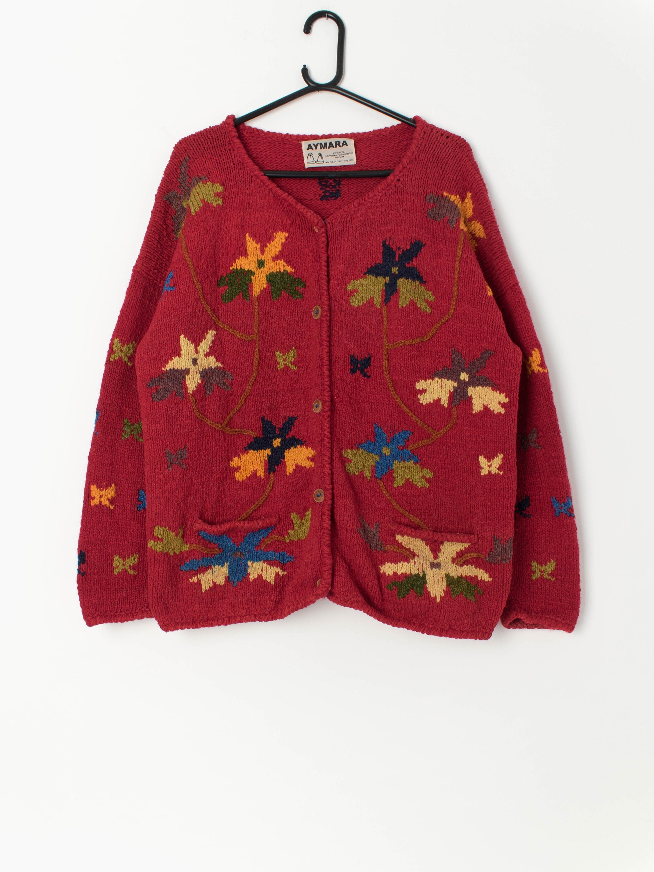Vintage Handknitted Cardigan by Aymara - Medium / Large - Etsy