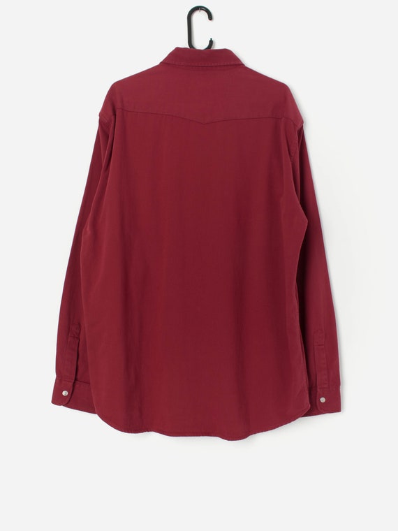 Vintage red western shirt with snap buttons - XL - Gem