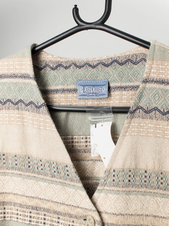 Vintage deadstock fringed longline waistcoat in p… - image 2