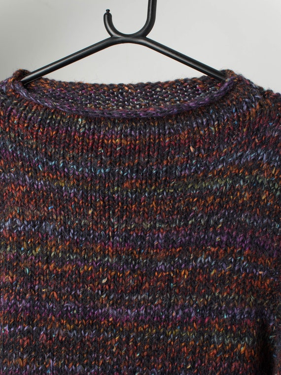 Vintage chunky rainbow handknitted jumper - Medium - image 2