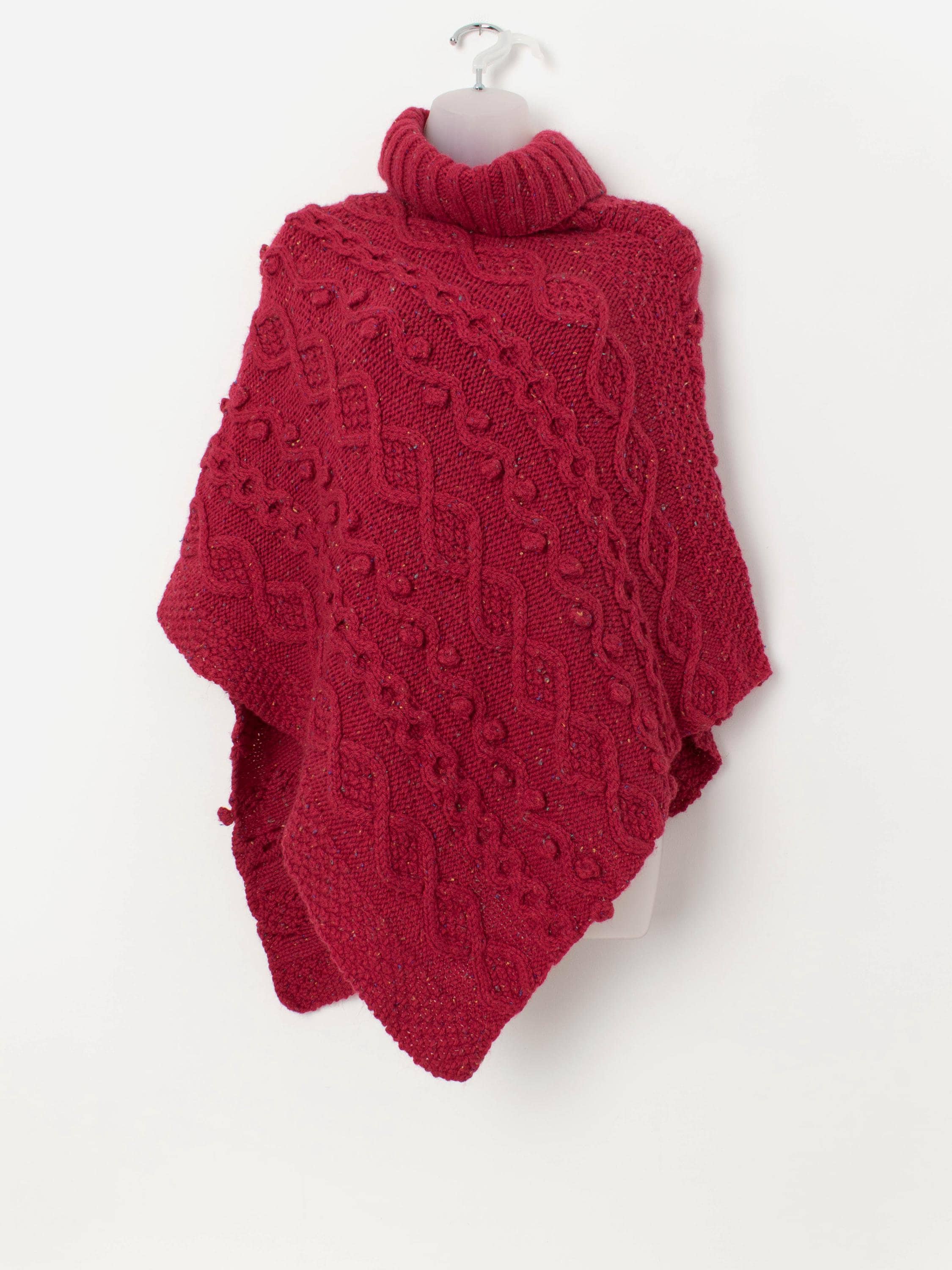 Vintage Red Handknitted Roll Neck Cape Poncho One Size - Etsy