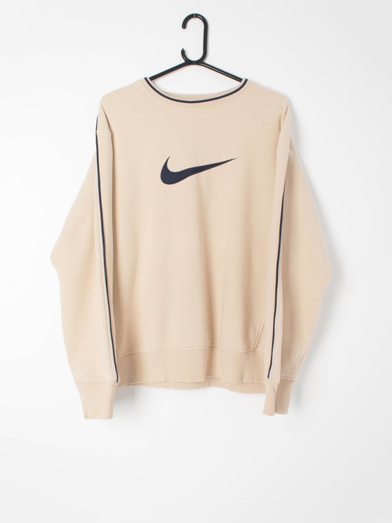 Vintage 90s Nike Cream Sweatshirt Centre Swoosh Spellout Logo - Etsy New  Zealand