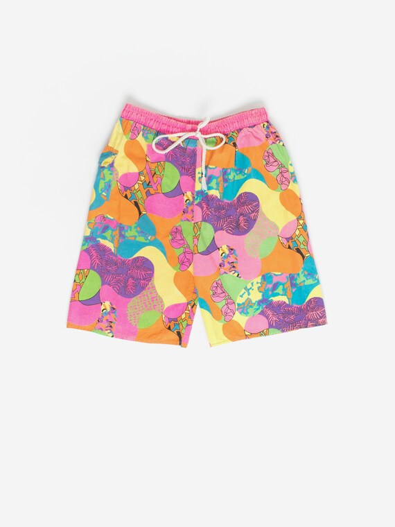 Shorts rosas fluorescentes de los a os 80 con atrevido estampado