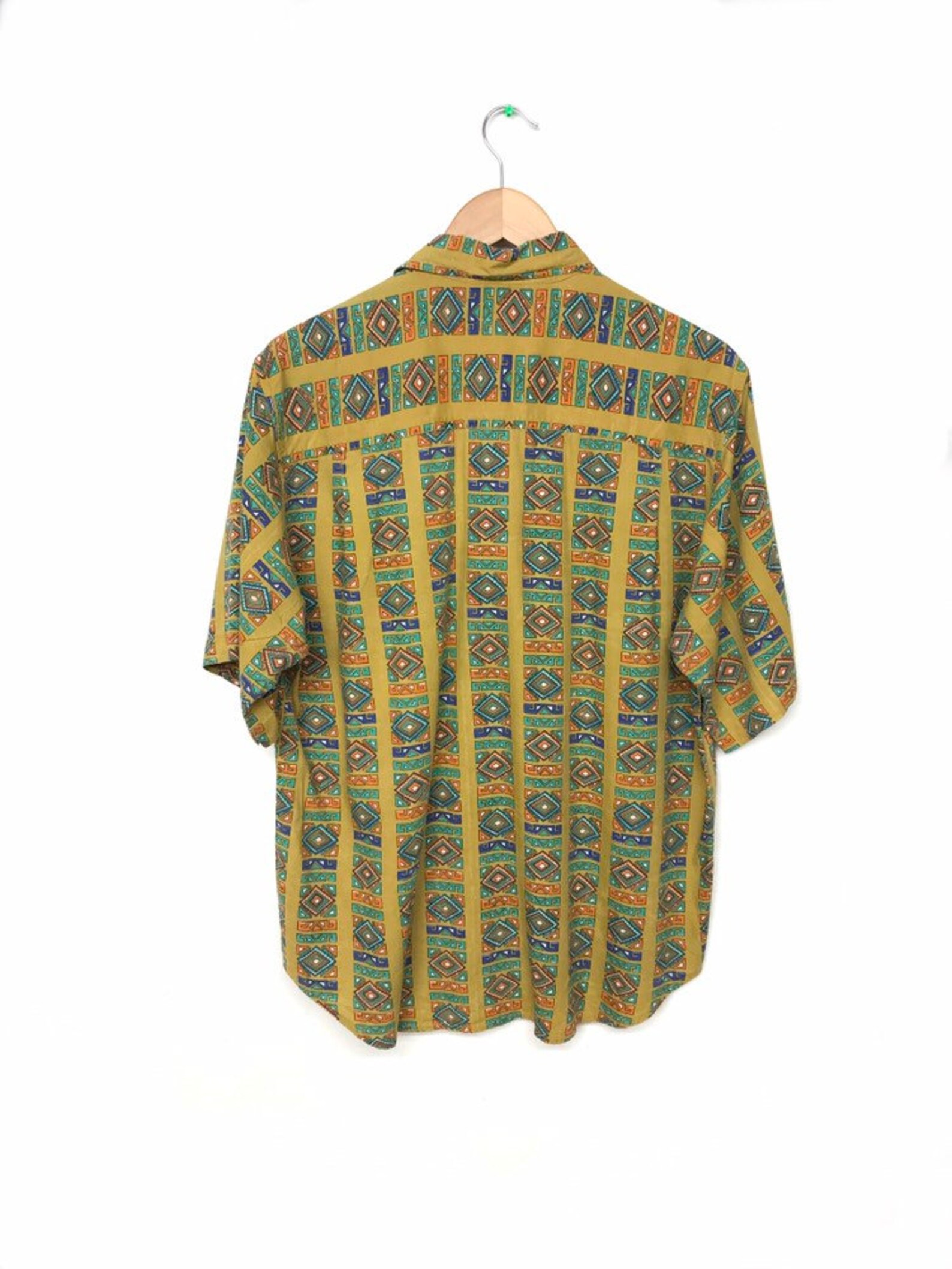 Vintage 90s Abstract Aztec Shirt Brown Blue Orange Green | Etsy