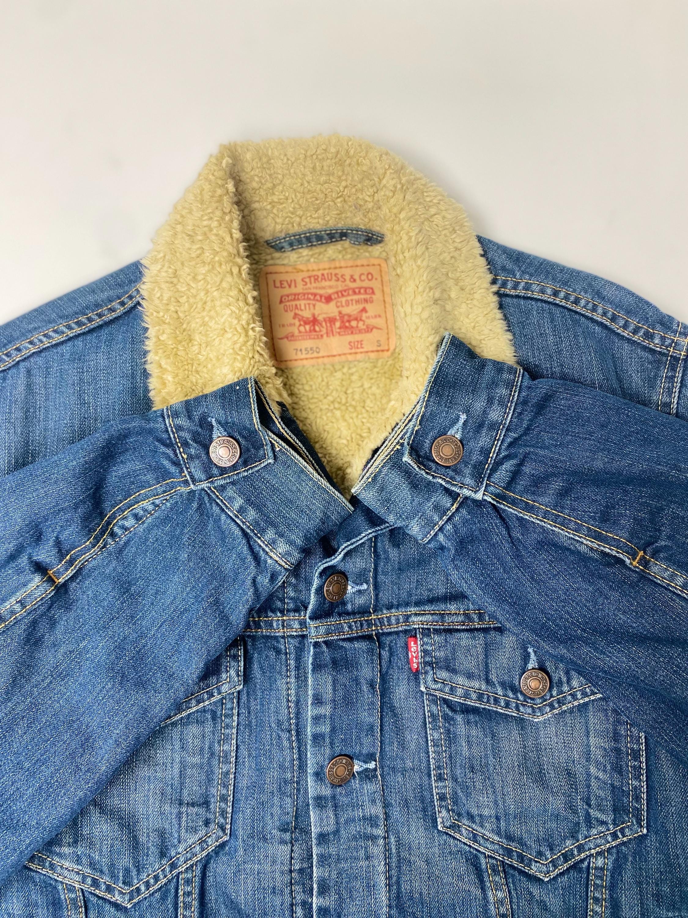 Men's Vintage Levis 71550 Sherpa Denim Jacket - Small