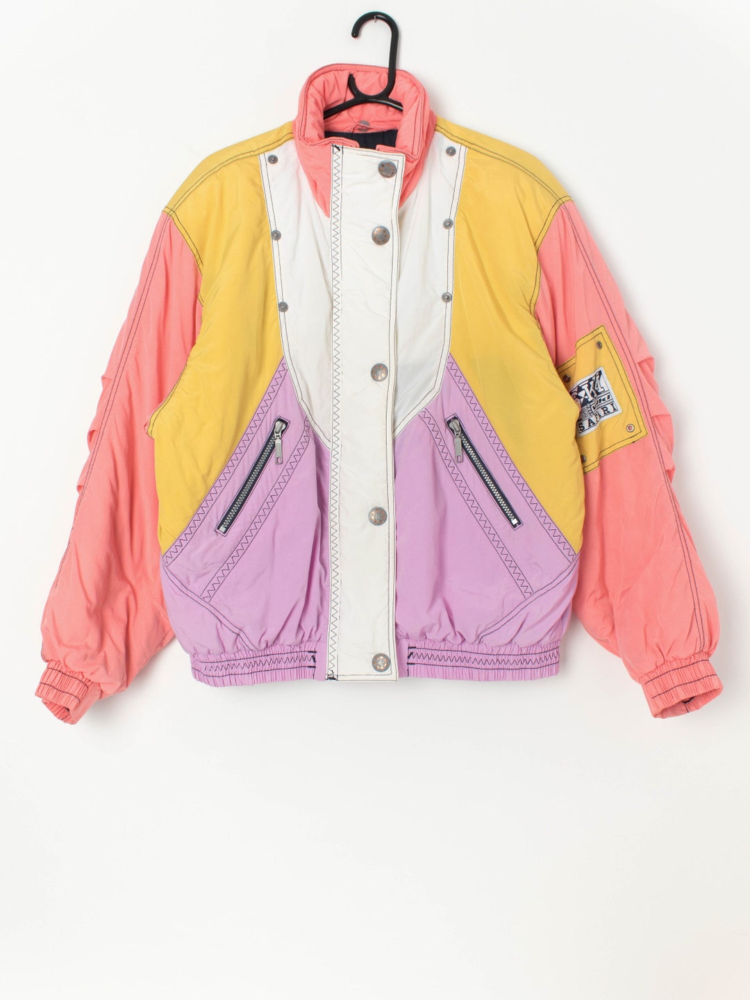 Vintage Volkl Ski Jacket in Pastel Yellow, Purple and Pink Medium ...