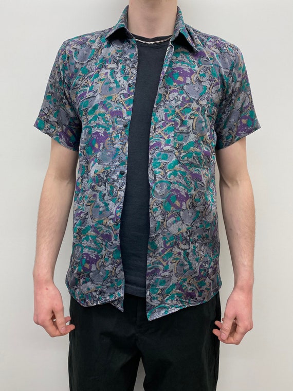 purple 80s shirt
