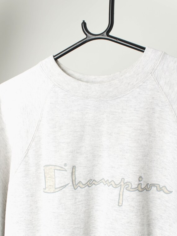 90s Vintage Champion Short Sleeve Sweatshirt in Soft Grey Made in Italy Medium Large Etsy Australia