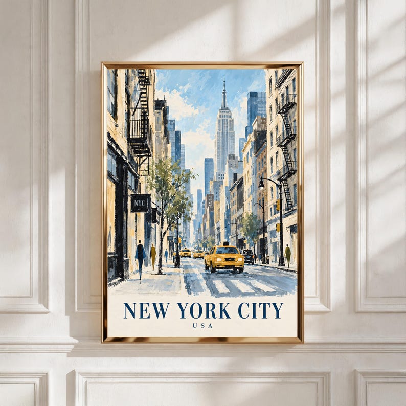 New York City Travel Poster, Empire State Building Wall Art, NYC ...