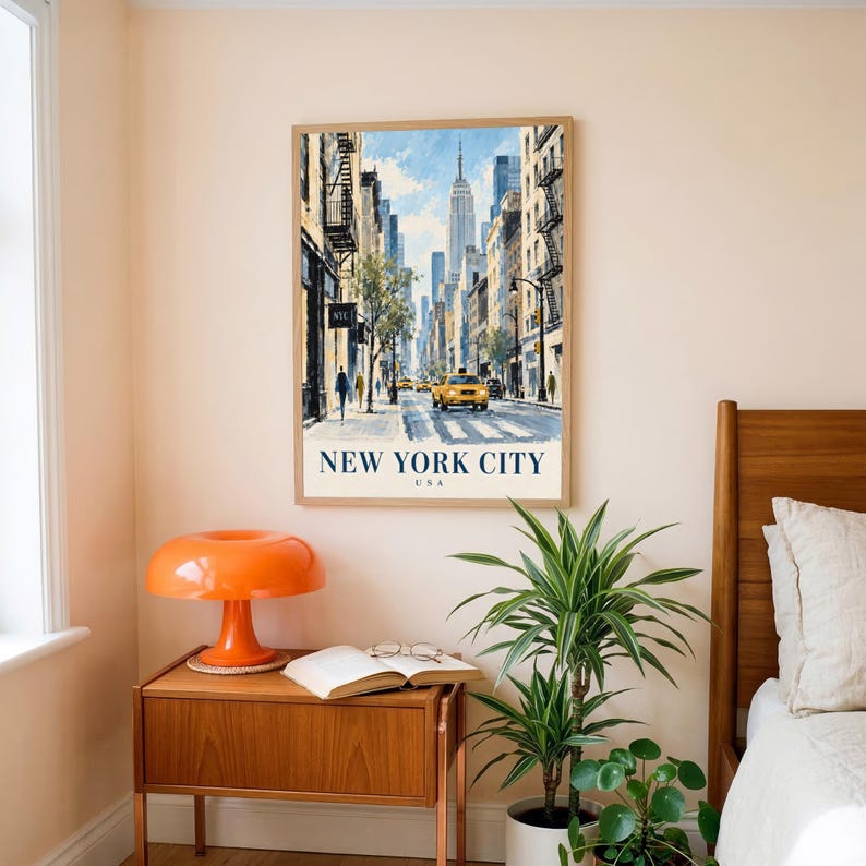 New York City Travel Poster, Empire State Building Wall Art, NYC ...