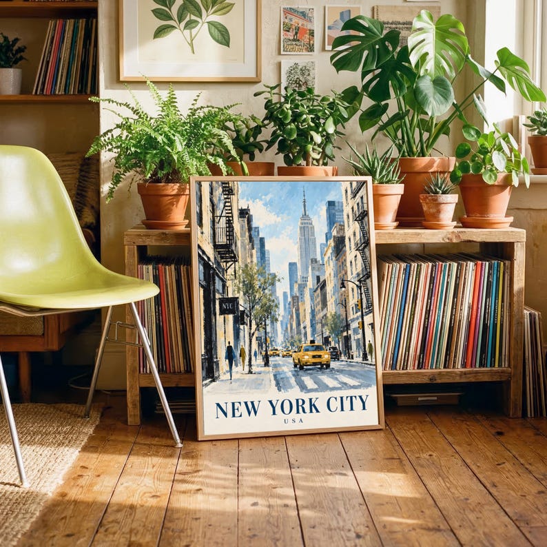 New York City Travel Poster, Empire State Building Wall Art, NYC ...