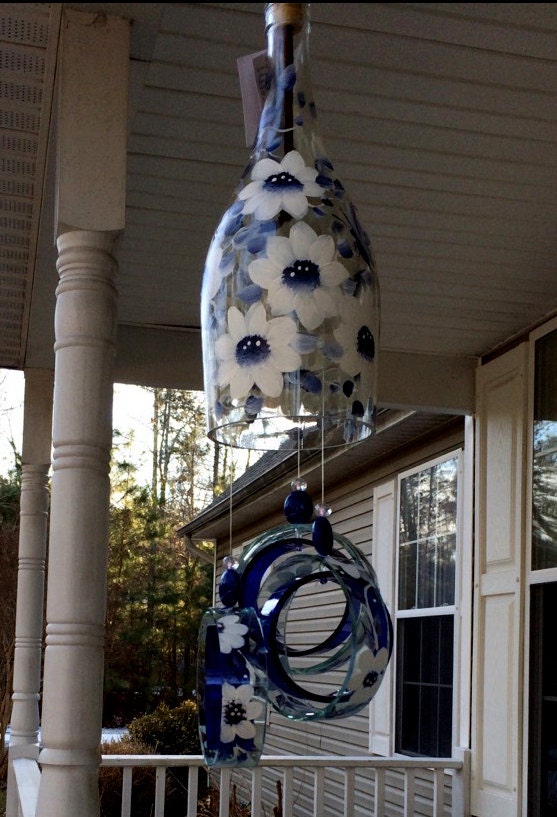 Wind Chime Blue & White China made from Etsy